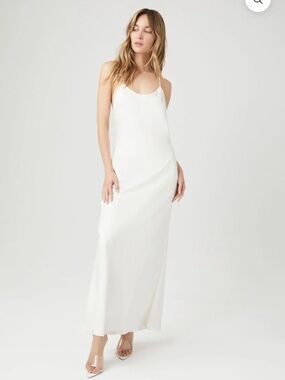 Forever21 Satin Maxi Y back Dress cream sz small